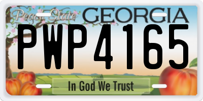 GA license plate PWP4165