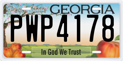 GA license plate PWP4178