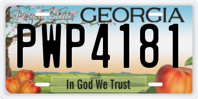 GA license plate PWP4181