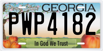 GA license plate PWP4182