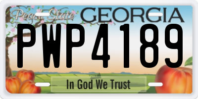 GA license plate PWP4189