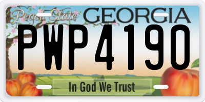 GA license plate PWP4190
