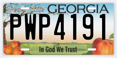 GA license plate PWP4191