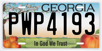 GA license plate PWP4193