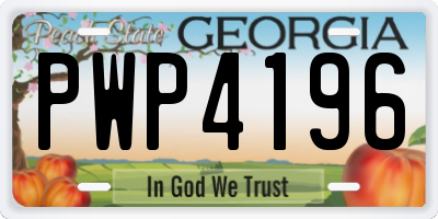 GA license plate PWP4196