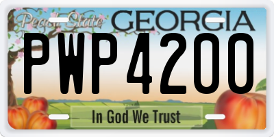 GA license plate PWP4200