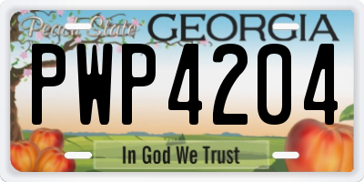 GA license plate PWP4204