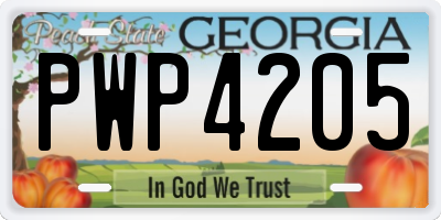 GA license plate PWP4205