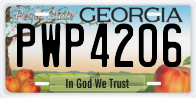 GA license plate PWP4206