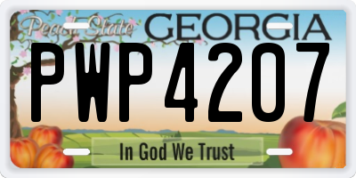 GA license plate PWP4207