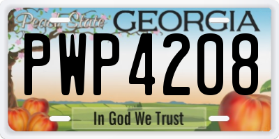 GA license plate PWP4208