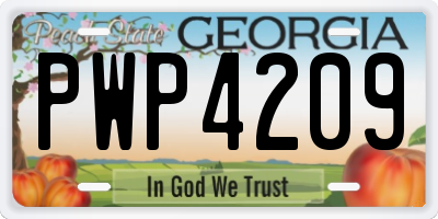 GA license plate PWP4209