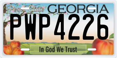 GA license plate PWP4226