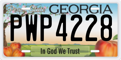 GA license plate PWP4228