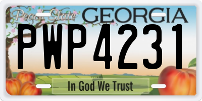 GA license plate PWP4231