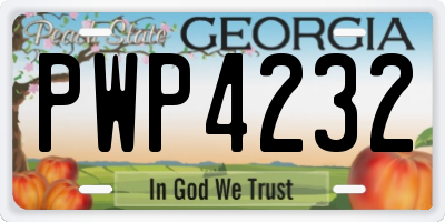 GA license plate PWP4232