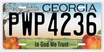 GA license plate PWP4236