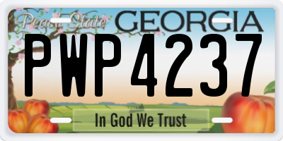 GA license plate PWP4237