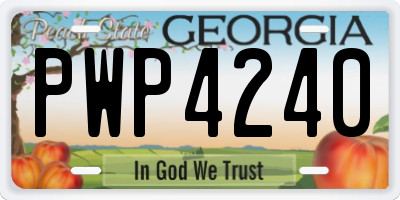 GA license plate PWP4240