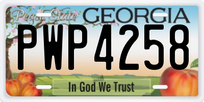 GA license plate PWP4258