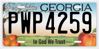 GA license plate PWP4259