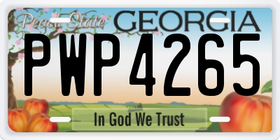 GA license plate PWP4265