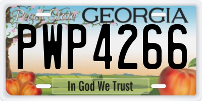 GA license plate PWP4266