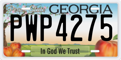 GA license plate PWP4275