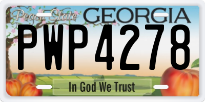 GA license plate PWP4278