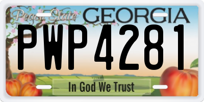 GA license plate PWP4281