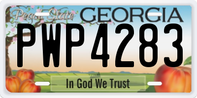 GA license plate PWP4283