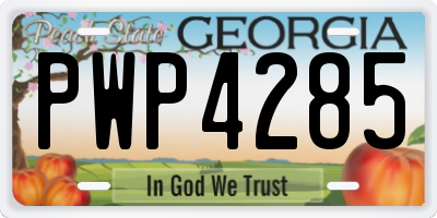 GA license plate PWP4285