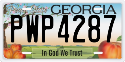 GA license plate PWP4287