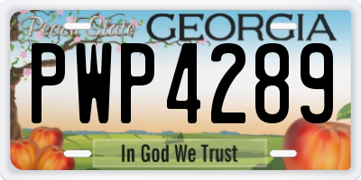 GA license plate PWP4289