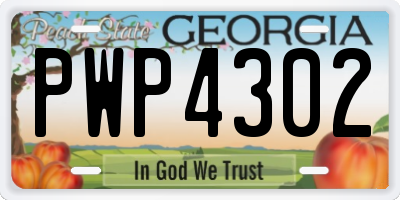 GA license plate PWP4302