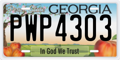 GA license plate PWP4303