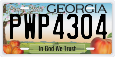 GA license plate PWP4304