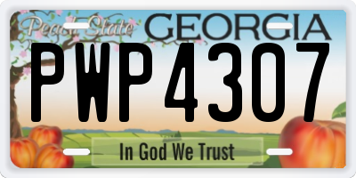 GA license plate PWP4307