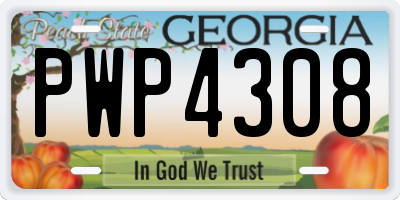 GA license plate PWP4308