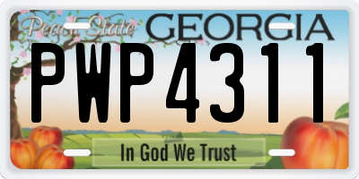 GA license plate PWP4311
