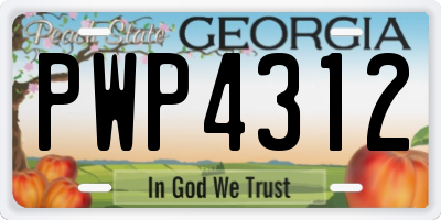 GA license plate PWP4312