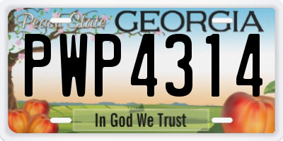 GA license plate PWP4314