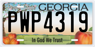 GA license plate PWP4319