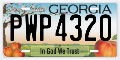 GA license plate PWP4320