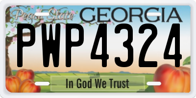 GA license plate PWP4324