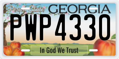 GA license plate PWP4330