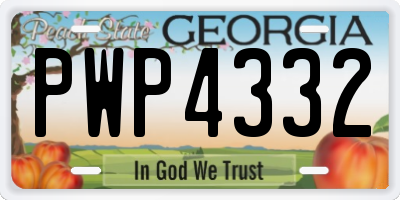 GA license plate PWP4332