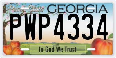 GA license plate PWP4334