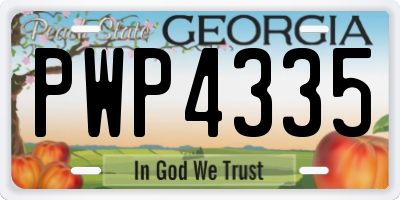 GA license plate PWP4335