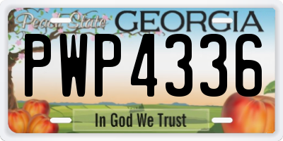 GA license plate PWP4336